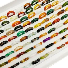 Bandringe, 20 Stück, Batch-Großhandel mit böhmischen Achat-Fingerringen in verschiedenen Farben für Damen, natürliche Maserung, Verbindungsringe für Mädchen, Party, Hochzeit, Geschenke 230512