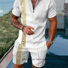 Mens Tracksuits Polo Shirt Shorts Set Summer Sets 2 Piece Suit Zipper Tshirt Shirts Street Tracksuit Short Clothing 230512