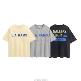 Designer Fashion Clothing Tees Tshirt Correct Version of Galleryes deptes Lettering with Gold Stamping Printing Versatile for Men Women Highquality Washed Worn Ts