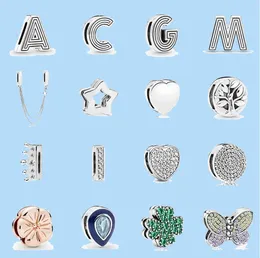 925 Charm Beads Akcesoria Fit Pandora Charms Biżuteria Alphabet Clip Stopper