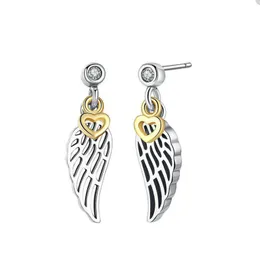 Golden Heart and Wing Stud Earring för Pandora 925 Sterling Silver Fashion Party Jewelry Designer Earrings For Women Luxury Earring With Original Box Set Wholesale