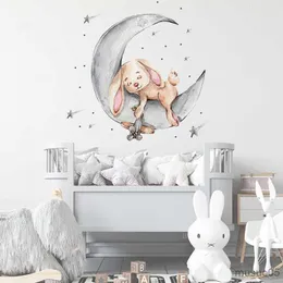 Adesivos para crianças de brinquedos de brinquedos de aquarela Cartoon urso coelho adesivos de parede para bbay berçário decalques de decoração de decoração para decoração para crianças decoração fosca fosca