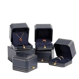 Pudełka biżuterii klasyczne biżuteria ślubne podwójne pierścień pudełko luksusowe biżuteria opakowanie na naszyjnik wisiorek wyświetlacza pudełko pierścienia niestandardowe 230512