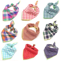 Dog Apparel Cotton Pet Bandanas Fashion Plaid Double Sided Scarf For Cat Bow Ties Collar Neckerchief Dogs Saliva Towel