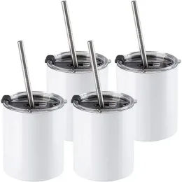 Стокольный сублимация пустые тумблер белый 10 унций из нержавеющей стали с соломой и сублимацией кофейных чашек для Cricut Mug