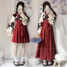 Etniska kläder japanska traditionella kimono badrockar kvinnor haori yukata fest klänning tjej ao dai toppar kjol asiatiska kläder anime cosplay