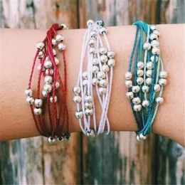 Strand Fashion Adjustable Colourful Cotton Rope Braided Sliver Beads Bracelet Brand Jewelry Handmade Girls Friendship