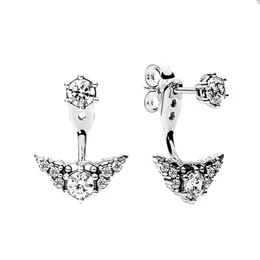 Princess Crown Pendant Stud örhängen för Pandora Real Sterling Silver Party Jewelry Designer Earring Set For Women Crystal Diamond Luxury Earring With Original Box