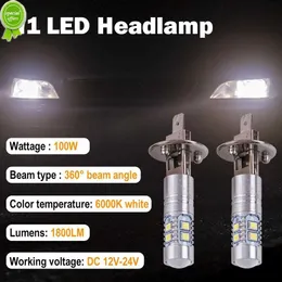 新しい2PCS H1 LEDヘッドランプバルブ6000K 100W高ビーム電球運転トラックフォグオートライトSUVヘッドランプホワイトカーQ6P5