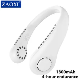 Fans ZAOXI 1800mAh Neck Fan Elektrische Drahtlose Wiederaufladbare Ventilador Kühlung Bladeless Xiaomi Neckband Geräte Für Outdoor