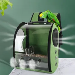 s Portable Bird Backpack Torka na ramię z kubkiem karmiącym Zniesiona podróż Papuga Klatka Clear łatwa czyszczenie zwierzaka plecak 230516