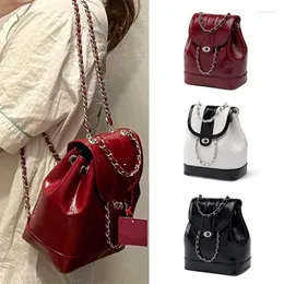 Evening Bags Chain Bucket Bag Luxury Designer Handbags For Women High Quality Fashion Waxed Leather Backpack Shoulder
