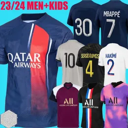 2023 2024 Mbappe Futbol Forması Maillot de Foot Hakimi Marquinhos Verratti Futbol Gömlek 23 24 Sergio Ramos Fabian S Hommes Enfants