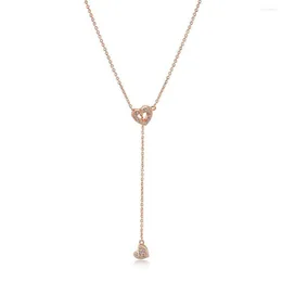 Pendant Necklaces MxGxFam Elegant Long Heart Charm For Women Dress Wear Rose Gold Color Good Quality