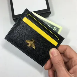 Genuine Leather Small Wallets Holders Fashion Women Metal Bee Bank Card Package Coin Bag Card ID Holder purse women Thin Wallet Po344O