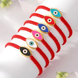 Braccialetti con ciondoli Colorati Turchia Bracciale con ciglia malocchio Bracciale donna fatto a mano con corda rossa Occhi fortunati Perline Gioielli per feste da ragazza G Dhgarden Dhnbj