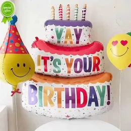 Wszystkiego najlepszego z okazji tortu urodzinowego Duże 3-warstwowe kolorowe ciasto świece balony niedźwiedź ciasto balon na przyjęcie urodzinowe dla dzieci