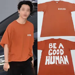 Jimin Orange Oversized T Shirt Mens Short Sleeve Casual Top Loose