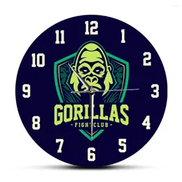 Wall Clocks Gorilla Head Fightclub Decorative Acrylic Cartoon Animal Wildlife Printed Quartz Mute Watch Modern Design