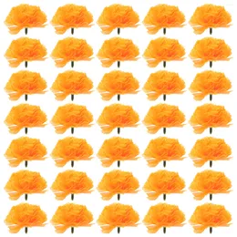 装飾的な花マリゴールドフラワーウェディングシルクオレンジ装飾フェイクフェイク人工ヘッズパーティー用品ガーランドガーランドシミュレーションホーム
