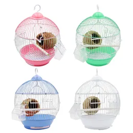 Bird Cages Round Bird Cage With Feeder Full Set Plastic Bird House Cage Bird Carrier For Small Birds All-Round Ventilation Can Be Detached 230516