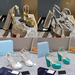 Raso Plateau Metallic Peep-toe Platform Sandals Chunky High Heels Ankle Plaque Strap Heeled Pumps Block Heel Wedding Dress Shoe