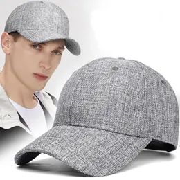 S Big Size Deep Faux Linen Baseball Hats Man Summer Outdoors Cool Sun Cap Men Stor storlek Sport Caps 5560cm 6066cm 230515