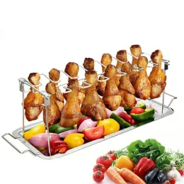 Kurczak i stojak na nogi 14 szczeliny ze stali nierdzewnej z grillem stojak na bęben kurczakowy kurczak na piekarnik