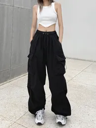 Women's Two Piece Pants HOUZHOU Harajuku Parachute Pants Y2K Streetwear Wide Leg Baggy Cargo Trousers Female Hippie Korean Edgy Style Jogging Sweatpants 230516