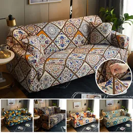 Chair Covers Sarung Sofa Universal Pola Boho Tahan Debu untuk 1 2 3 4 Tempat Duduk Penutup Penuh Bisa Diregangkan 230516