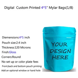 Digital printing custom 3.5 mylar bags ziplock bags smell proof bag with lock free design