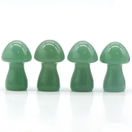 Lösa ädelstenar 35mm naturlig grön Aventurine Gemstone Mushroom Form Figuren snidad kristallväxtstaty Healing Reiki Chakra Hand Dhdzd