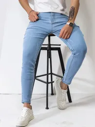 Jeans masculinos Jeans masculinos Spring e Summer High Street Stretch Slim Calça Lápis Denim Cotton Corean Casual Wear Nine Pants Men 230516