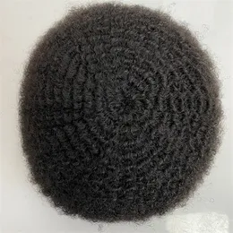 6mm Wave #1 Jet Black Indian Virgin Human Hair Replacement 8x10 Toupee Full Lace Unit för svarta män