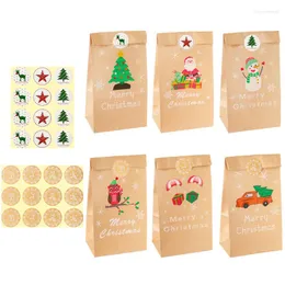 Подарочная упаковка 12Set Creative Kraft Paper Candy Bags Kids Trate Cookie Cookie Packing Box Holder Holder Party Paves
