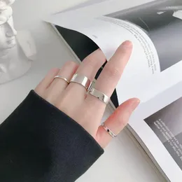 Cluster Rings Korean Trendy Titanium Steel For Women Men Classic Hip Hop Glossy Unisex Delicate Couples Lovers Fashion JewelryCluster