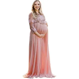 Abiti premaman Pizzo floreale Chiffon Maternità Abiti lunghi Abiti da cerimonia nuziale Pography per donne incinte Baby Shower Gravidanza Poshoot 230516