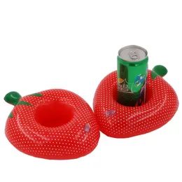 Uppblåsbara flottörer rör Strawberry Cup Holder Table Water Coaster Floating Drink Cup Holder Summer Pool Toys Swimming Equipm Partihandel P230516