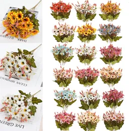 Dekorative Blumen, künstliche Blumenpflanze, Simulation einer fünfzackigen Sonnenblume, bunte Gänseblümchen, Seide, Hausgarten-Dekoration, Hochzeit, DIY-Party