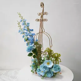 Decorative Flowers Home Decor Artificial Rose Violin Flower Wall Hanging Simulation Christmas Wedding Decoration Tabletop Ornaments Nordic