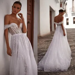 Julie Vino 2023 Bohemian Wedding Dresses Boho Off The Shoulder Lace Appliqued Bridal Gowns A Line Beach Vestido De Noiva