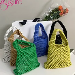 Evening Bags Gusure Berongga Sederhana Tas Bahu Wanita Musim Panas Populer Gadis Tote Mesh Tali Tenun Jerami Bersih Tidak Ada Berjajar ins Gaya 230516