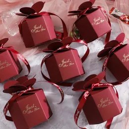 Presentförpackning 1 Set Candy Box Utsökt mönster livlig färg Hexagonal 3D Visual Effect Återanvändbar bröllopsfavorit förpackning söt