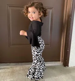 Cross Border Baby Spring Fashion Girls 'in Europe and America's Children Wear Sleeve Top+Leopard Pattern Long Pants اثنين