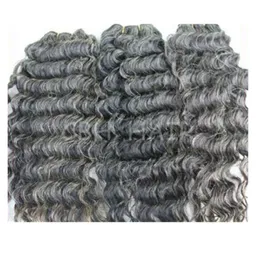 Grey Kinky curly hair bundles human hair extensions deep tight curly grey weave bundles salt and pepper weft 100g/pack hot for sale 2023