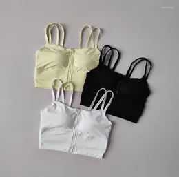 Yoga Outfit Gym Sports Underwear Women's Fixed One-piece Antiurto Decompression Front Zipper Vest Anti Sag Running Fitness Bra