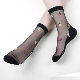 Socken Strumpfwaren Sexy Spitze Mesh Seide Obst Socken Faser Stretch Elastizität Knöchel Dünne Flüssigkeit Draht Frauen Socken 1 paar = 2 stücke P230516