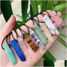 Pendant Necklaces Natural Stone Mineral Irregar Rec Quartz Pendum Amazonite Tiger Eye Lapsi Pink Crystal Drop Delivery Jewelr Dhgarden Dhbk0