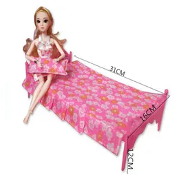Doll Bed Kawaii Miniature Items Kids Toys Free Shipping Dollhouse Furniture For Barbie DIY Girl Children Birthday Christmas Gift