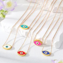 Pendant Necklaces Gold Alloy Eyelash Turkish Evil Eye For Women Enamel Lucky Necklace Party Jewelry Drop Delivery Pendants Dhgarden Dhmpw